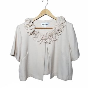 Danny & Nicole Crop Jacket Ivory Ruffle Size 14 - EUC